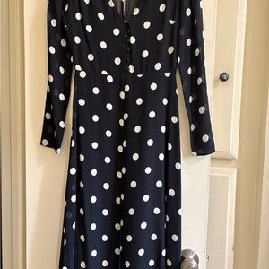 Reformation Black and White Polka Dot Long Sleeve Dress